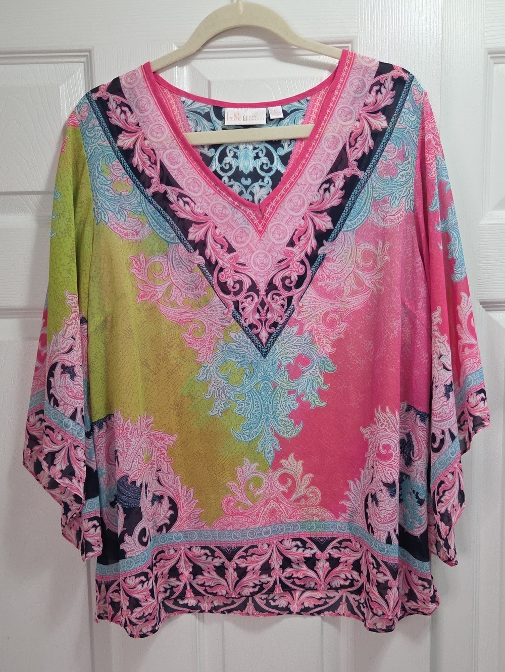 Belle by Kim Gravel Multicolor V-Neck Tunic Top - Picture 1 of 5